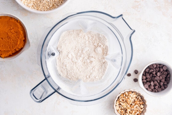 Oat flour in a blender.