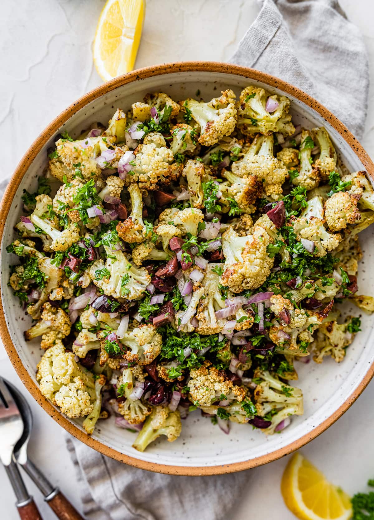 Roasted Cauliflower Salad in a large bowl.