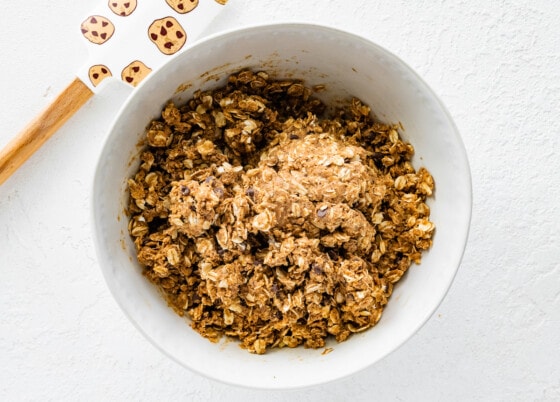 Vegan protein balls dough in a large bowl.