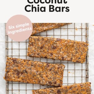 Toasted Coconut Chia Bars on a wire rack.