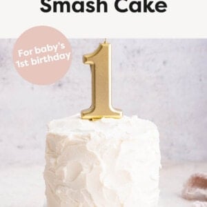 Healthy smash cake with a "1" candle on it.
