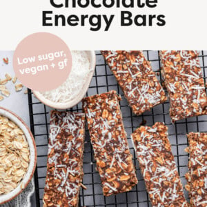 No Bake Chocolate Energy Bars on a wire rack.