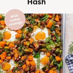 Sweet potato hash on a baking tray.