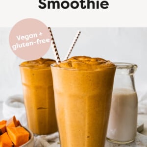 Two glasses with a Sweet Potato Smoothie.