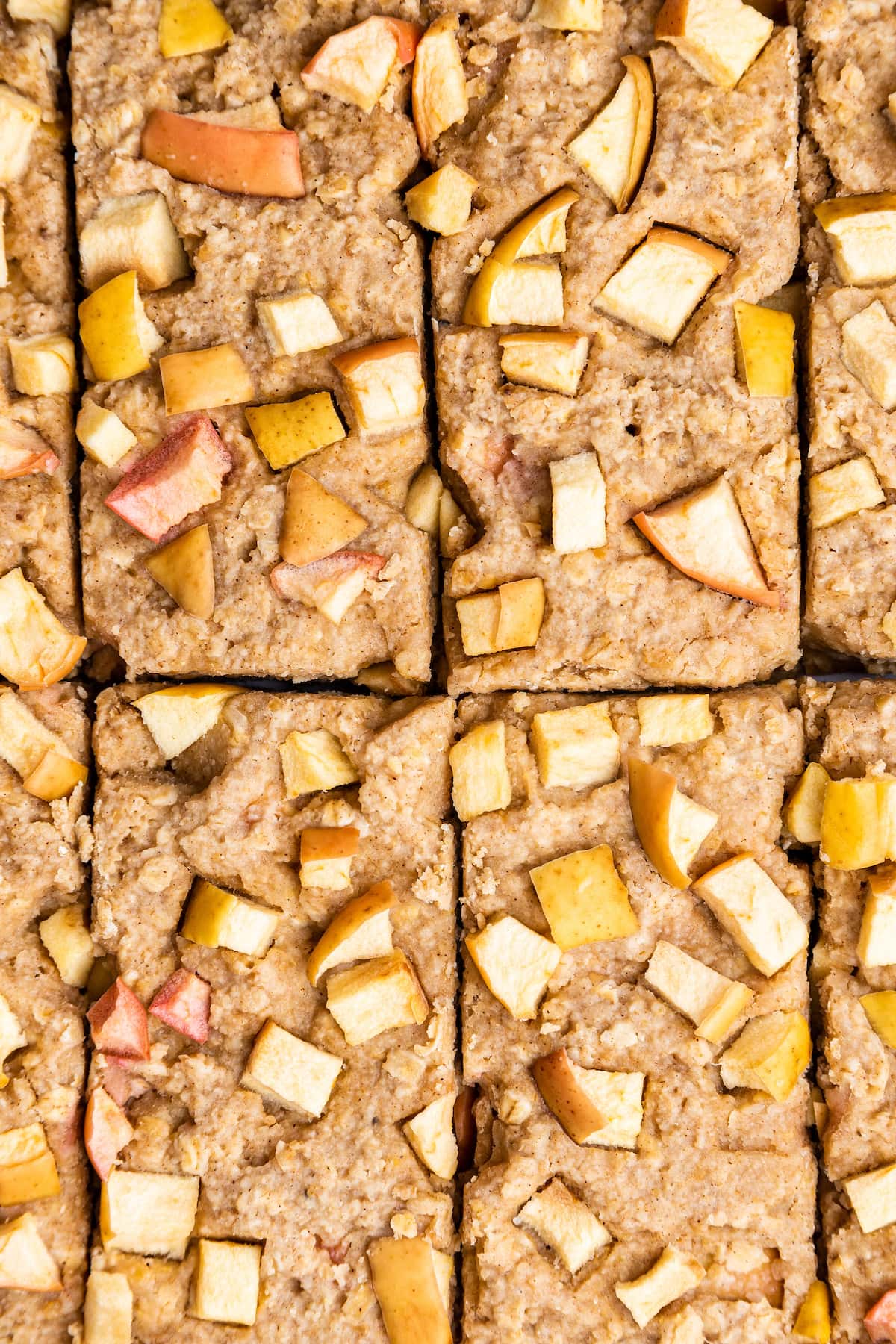 Close up photo of apple oatmeal bars.