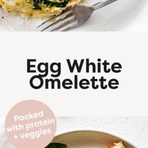Egg white omelette made with veggies and topped with parmesan on a plate.