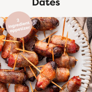 Bacon Wrapped Dates on a plate.