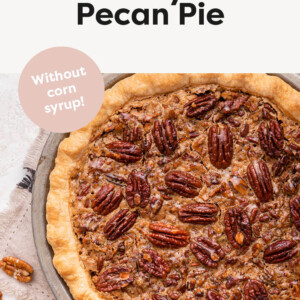A Pecan Pie in a pie tin.