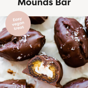 Date Mounds Bars on parchment, one is cut in half.