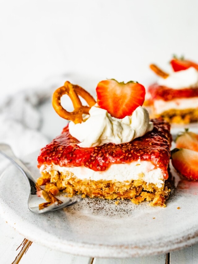 Healthy Strawberry Pretzel Salad Eating Bird Food