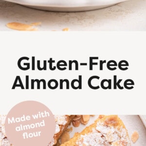 Slices of Almond Cake on a plate and the serving platter.