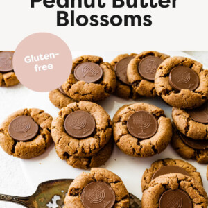 Hanukkah Gelt Peanut Butter Blossoms on a platter.