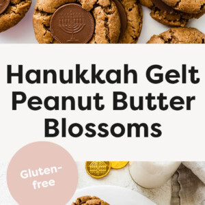 Photos of Hanukkah Gelt Peanut Butter Blossoms.