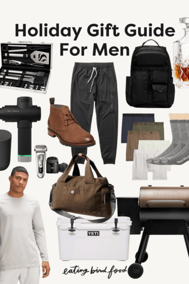 A holiday gift guide for men collage graphic.