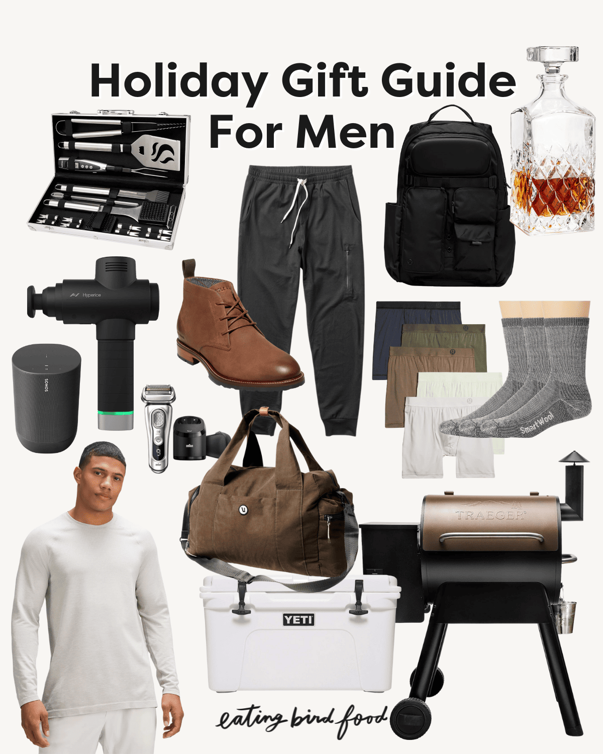 A holiday gift guide for men collage graphic.