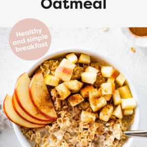 Oatmeal topped with apples and cinnamon.