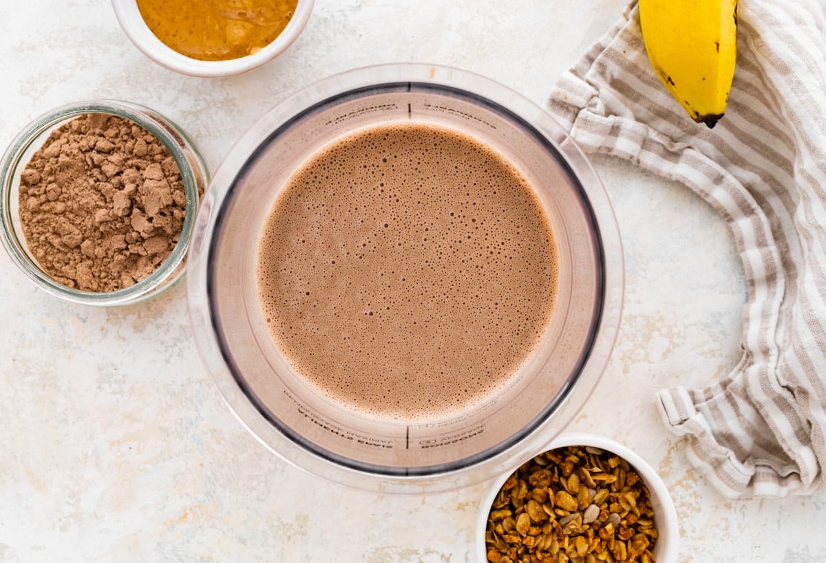 Ninja Creami mixture blended up in the container.