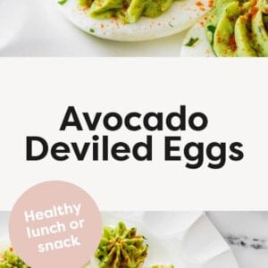 Avocado Deviled Eggs on a plate.