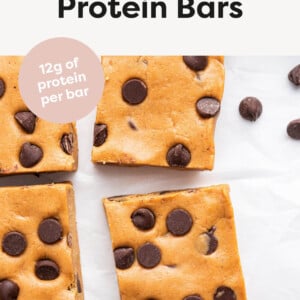 Four Easy Protein Bars with chocolate chips on top.
