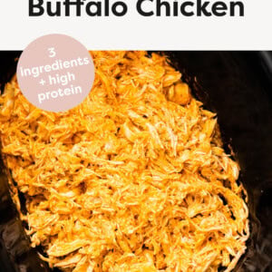 Shredded Buffalo Chicken in a slow cooker.