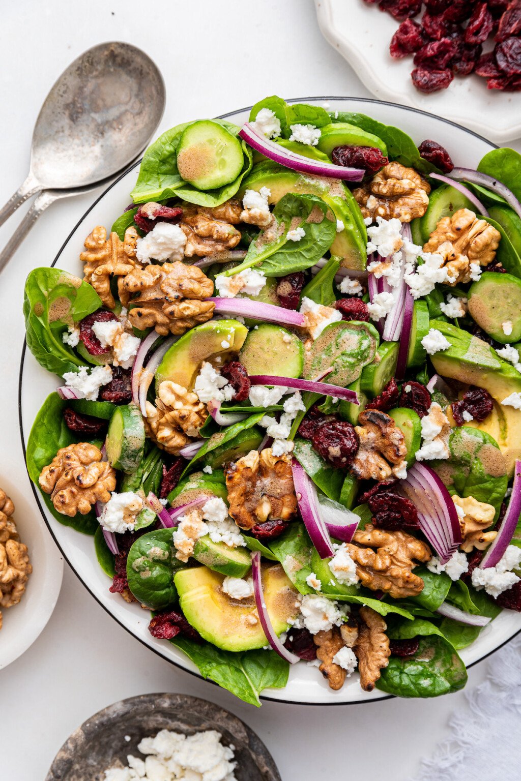 Easy Spinach Salad with Creamy Balsamic Vinaigrette - Eating Bird Food