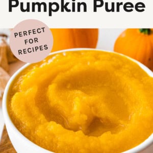 Bowl of homemade pumpkin puree.