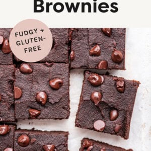 Sweet Potato Brownies topped with chocolate chips.