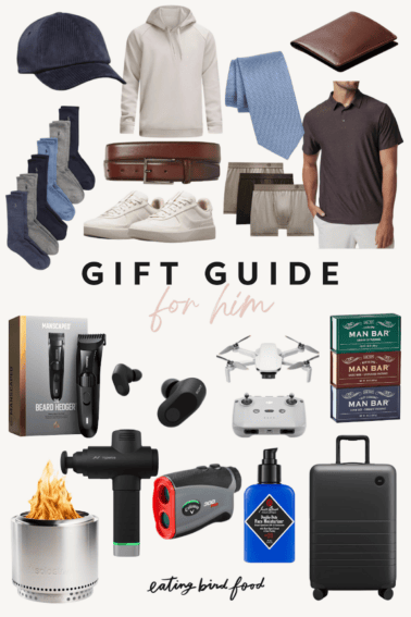 A holiday gift guide for men collage graphic.