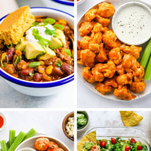 Collage of 4 game day recipes.