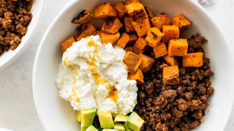 Sweet Potato Beef Cottage Cheese Bowl