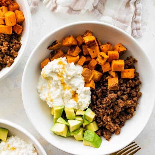 Sweet Potato Beef Cottage Cheese Bowl