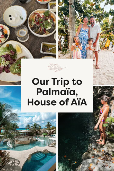A collage graphic with four images from the House of AïA resort.