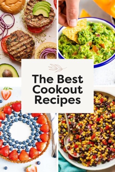 Collage of 4 different cookout recipes