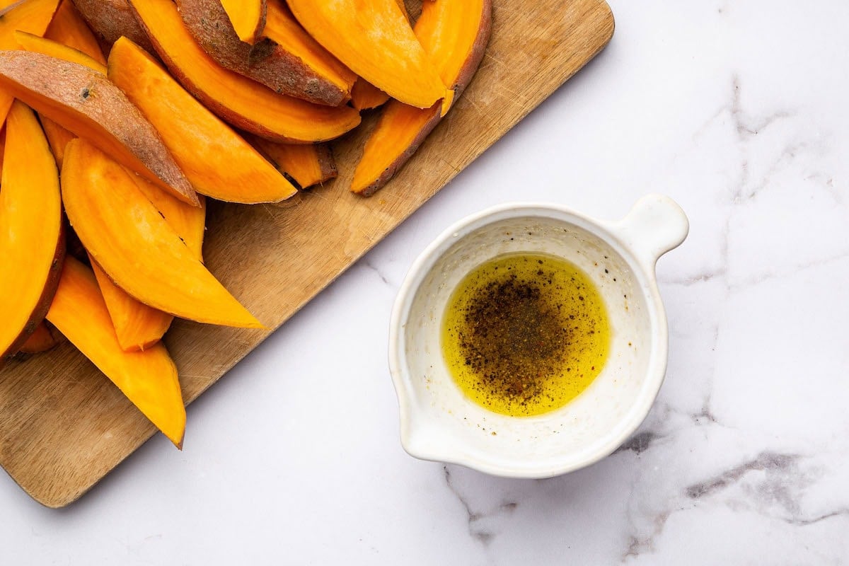 The seasoning mixture for the grilled sweet potatoes mixed together in a small bowl.
