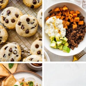 Collage of 4 different high-protein cottage cheese recipes