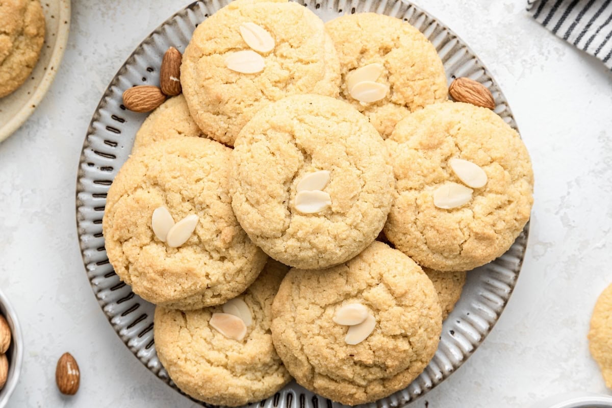 Gluten-free and grain-free almond cookies on a plate.