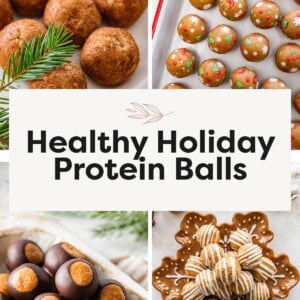 Collage of 4 Healthy Holiday Protein Balls