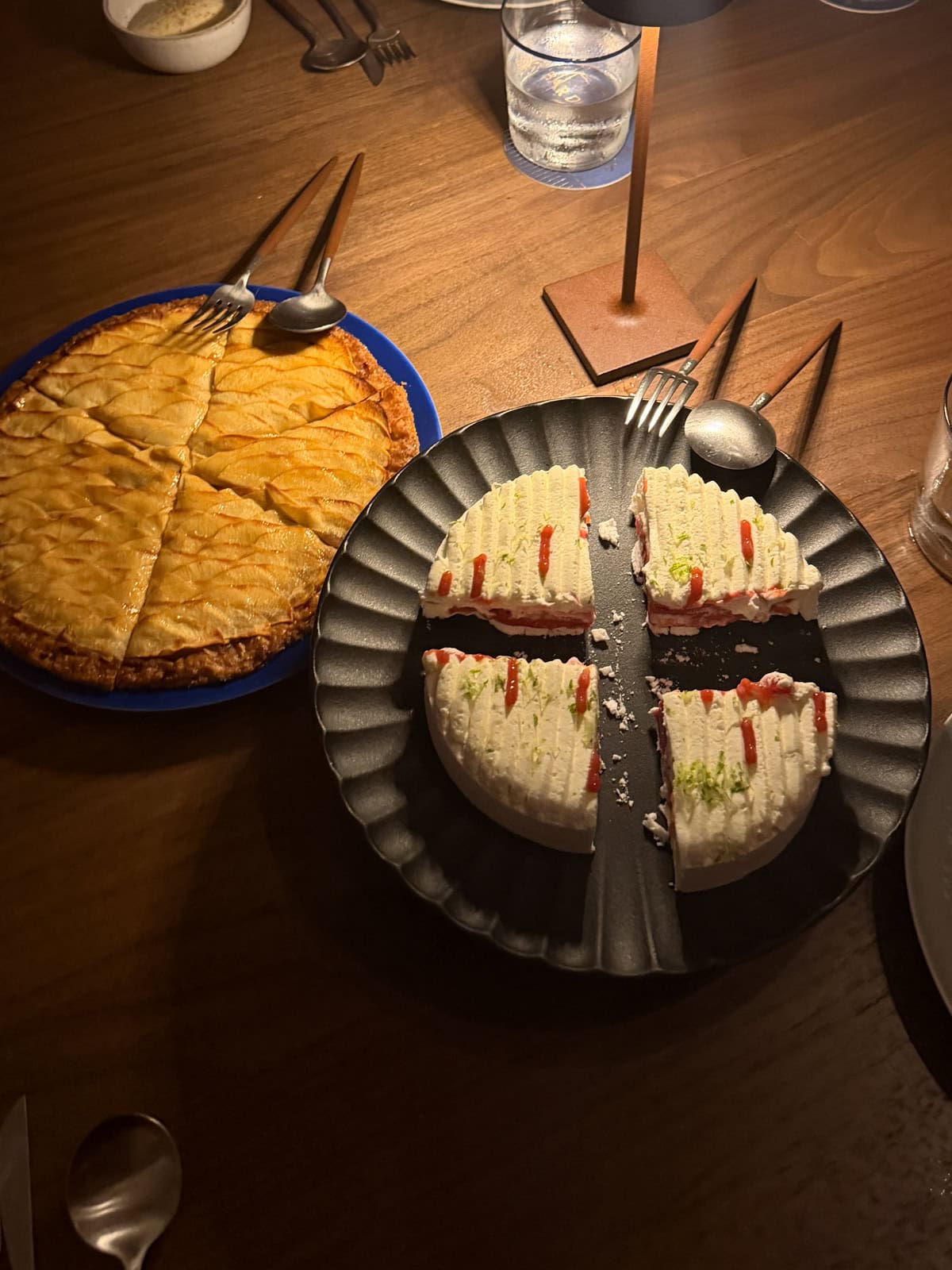 Desserts at the private chef dinner at Villa Bonnie, St. Barths, including a meringue cake and galette
